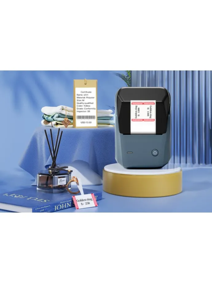 B1 Drahtloser Etikettendrucker Bluetooth Blau