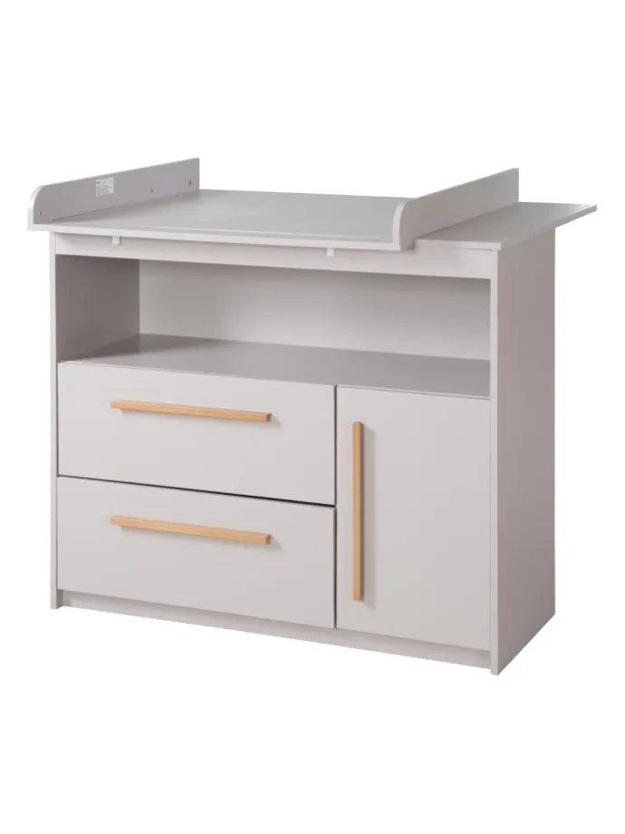 Babyzimmer Set Lea 2-tlg. Holz Beige/Grau mit Bett & Kommode