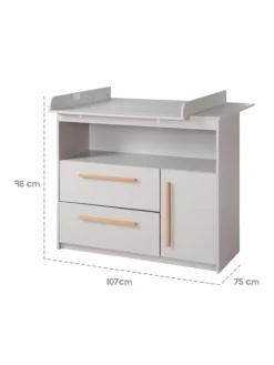 Babyzimmer Set Lea 2-tlg. Holz Beige/Grau mit Bett & Kommode