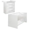 Babyzimmer Set Maren Weiß mit Bett & Kommode mit 3 Schubladen