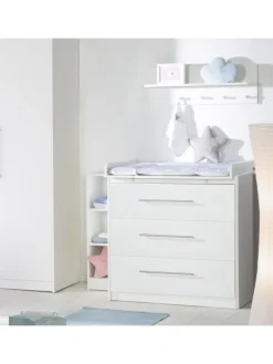 Babyzimmer Set Maren Weiß mit Bett & Kommode mit 3 Schubladen