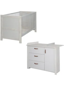Babyzimmer Set Mila Grau mit Kinderbett & Wickelkommode