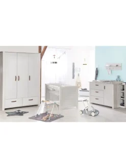 Babyzimmer Set Mila Grau mit Kinderbett & Wickelkommode