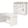 Babyzimmer Set Pia 2-tlg. Weiß/Sanremo Eiche mit Bett & Kommode