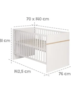 Babyzimmer Set Pia 2-tlg. Weiß/Sanremo Eiche mit Bett & Kommode