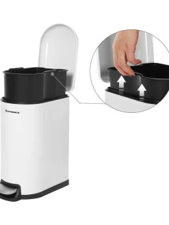 Badezimmereimer in Weiß - (B)18,5 x (H)39 x (T)31,5 cm