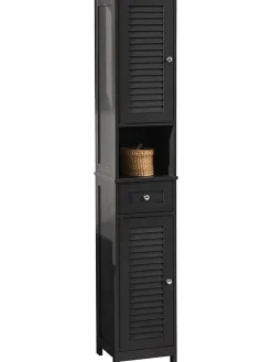 Badezimmer-Hochschrank in Drunkelgrau - (B)32 x (H)170 x (T)30cm