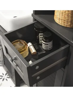 Badezimmer-Hochschrank in Drunkelgrau - (B)32 x (H)170 x (T)30cm