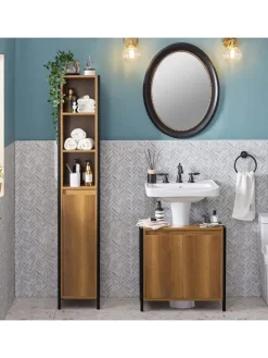 Badezimmer-Hochschrank in Braun - (B)30 x (H)168 x (T)28cm