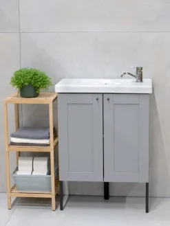 Badezimmerregal in Hellbraun - (B)33 x (H)77,5 x (T)32 cm