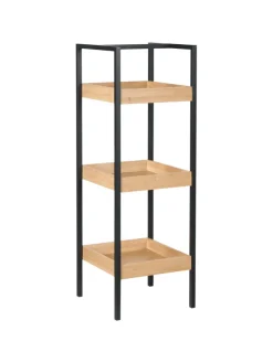 Badezimmerregal TAJZARA in Braun/Schwarz - (W) 30 x (H) 90 x (L) 30 cm