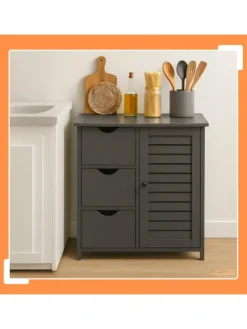 Badezimmerschrank in Grau - (B)60 x (H)80 x (T)30 cm