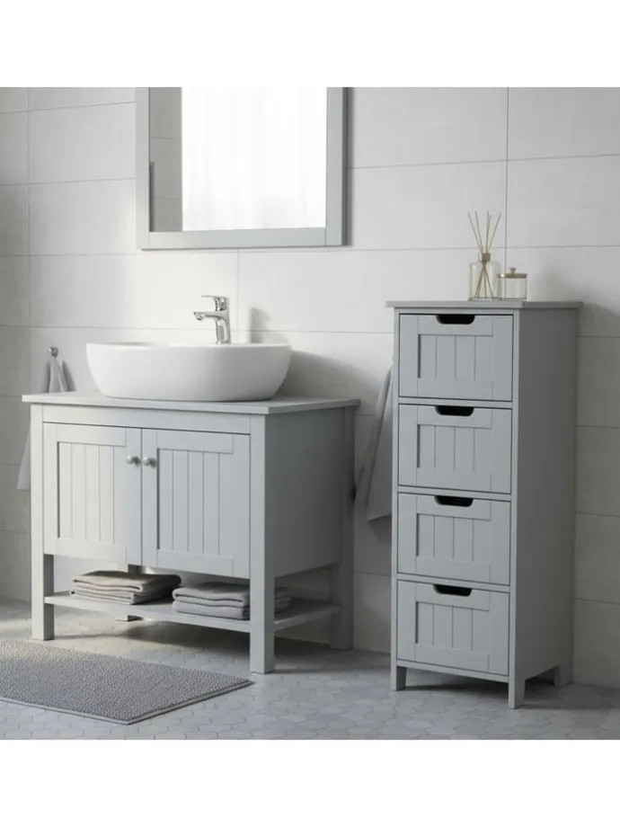 Badezimmerschrank in Grau - (B)30 x (H)82 x (T)30 cm