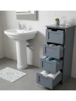 Badezimmerschrank in Grau - (B)30 x (H)82 x (T)30 cm