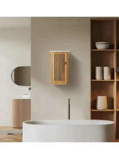 Badezimmerschrank in Natur/ Weiß - (B)34,5 x (H)60 x (T)21 cm