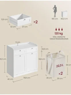 Badezimmerschrank in Weiß - (B)78,9 x (H)80,2 x (T)40 cm
