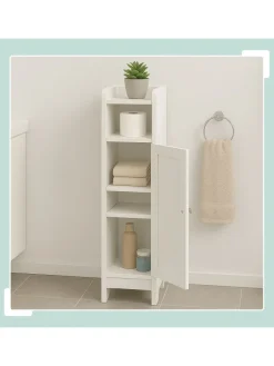 Badezimmerschrank in Weiß - (B)18 x (H)80 x (T)20 cm