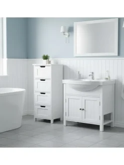 Badezimmerschrank in Weiß - (B)30 x (H)82 x (T)30 cm