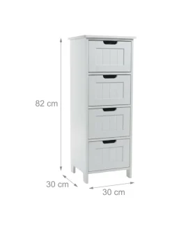 Badezimmerschrank in Weiß - (B)30 x (H)82 x (T)30 cm