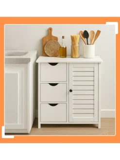 Badezimmerschrank in Weiß - (B)60 x (H)80 x (T)30 cm