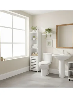 Badezimmerschrank in Weiß - (B)30 x (H)167 x (T)40 cm