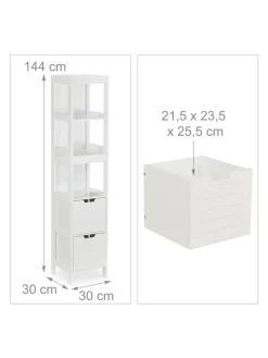 Badezimmerschrank in Weiß - (B)30 x (H)144 x (T)30 cm