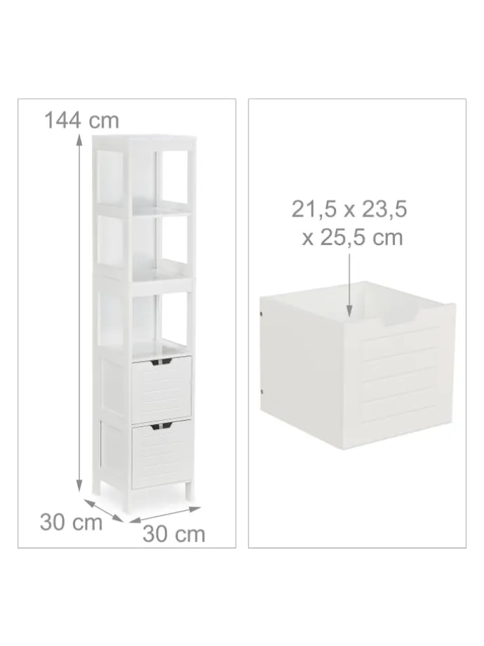 Badezimmerschrank in Weiß - (B)30 x (H)144 x (T)30 cm