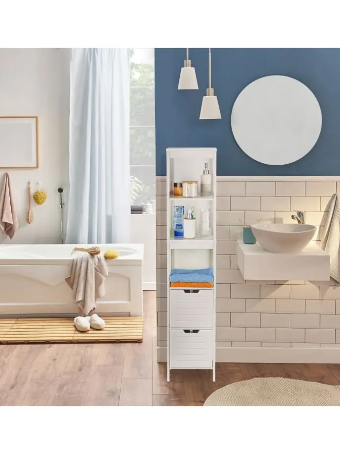 Badezimmerschrank in Weiß - (B)30 x (H)144 x (T)30 cm