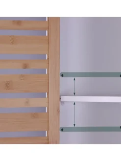 Badezimmerschrank in Weiß/ Natur - (B)34 x (H)190 x (T)29 cm