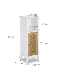 Badezimmerschrank in Weiß/ Natur - (B)30 x (H)96,5 x (T)30 cm