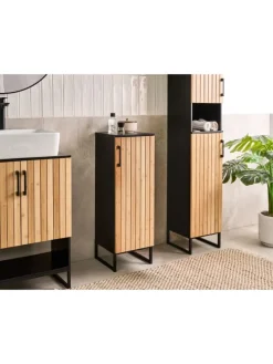 Badezimmerschrank MISCANTI in Braun/Schwarz - (W) 30 x (H) 90 x (L) 30 cm