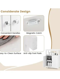 Badezimmerschrank mit Doppeltür & Ablagen in Weiß