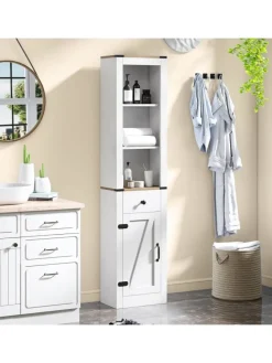 Badezimmerschrank schmal 40 x 24 x 173cm in Weiß