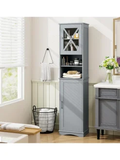 Badezimmerschrank schmal in Grau