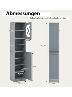 Badezimmerschrank schmal in Grau