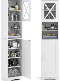 Badezimmerschrank schmal in Weiß