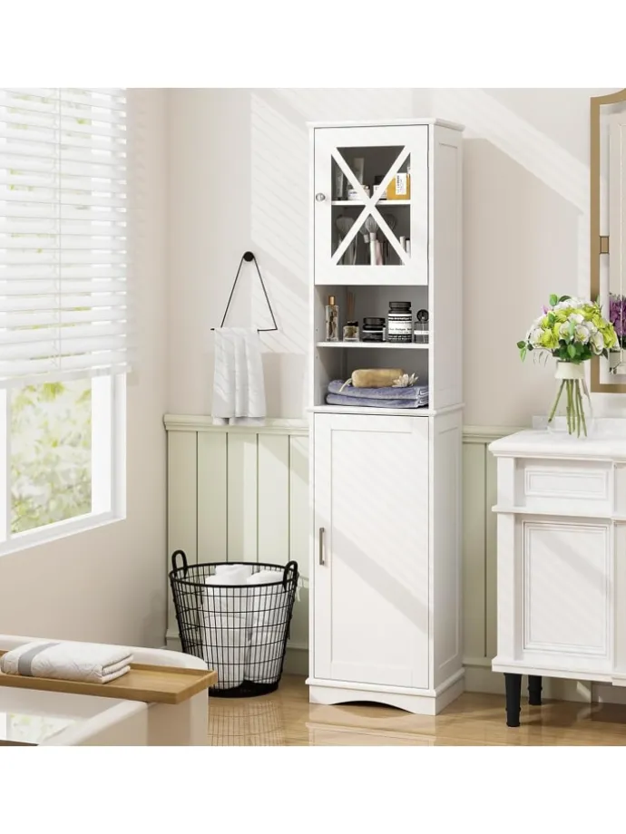 Badezimmerschrank schmal in Weiß