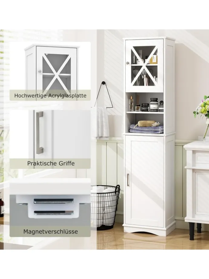 Badezimmerschrank schmal in Weiß