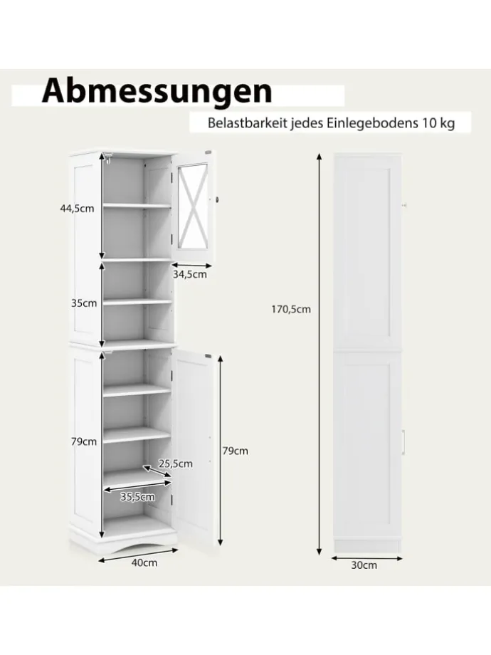 Badezimmerschrank schmal in Weiß