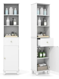 Badezimmerschrank schmal 40 x 30 x 172 cm in Weiß