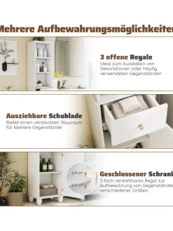 Badezimmerschrank schmal 40 x 30 x 172 cm in Weiß