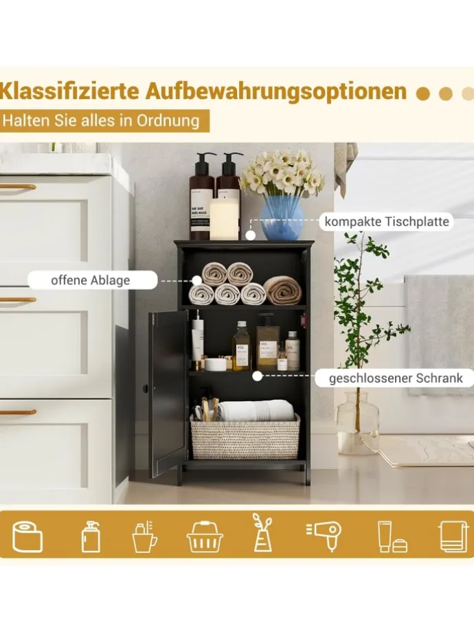 Badezimmerschrank 40x30x70cm in Schwarz