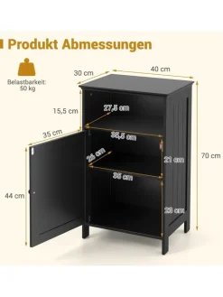Badezimmerschrank 40x30x70cm in Schwarz