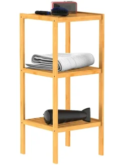 Badezimmer-Standregal in Hellbraun - (B)33 x (H)80 x (T)33 cm