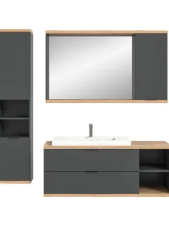 Badkombination (B/H/T: 185x160x48 cm) in anthrazit grau