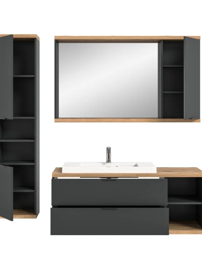 Badkombination (B/H/T: 185x160x48 cm) in anthrazit grau