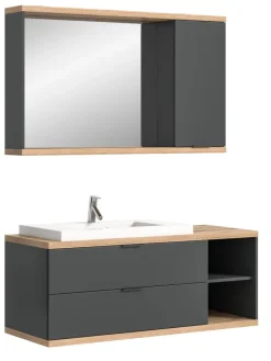 Badkombination (B/H/T: 130x160x48 cm) in anthrazit grau