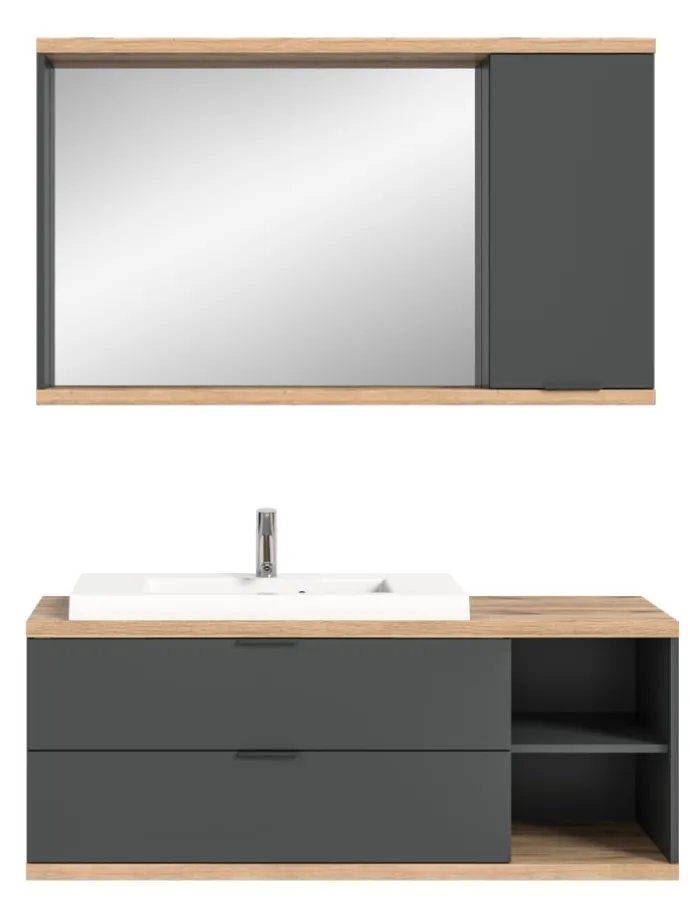 Badkombination (B/H/T: 130x160x48 cm) in anthrazit grau