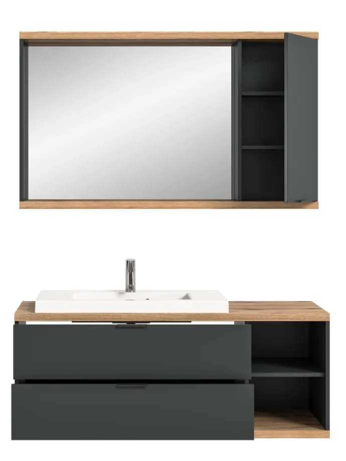 Badkombination (B/H/T: 130x160x48 cm) in anthrazit grau