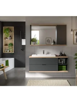 Badkombination (B/H/T: 130x160x48 cm) in anthrazit grau